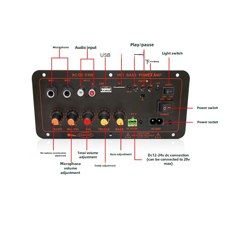 High-power 300W car Bluetooth power amplifier board home audio karaoke outdoor subwoofer power amplifier board
