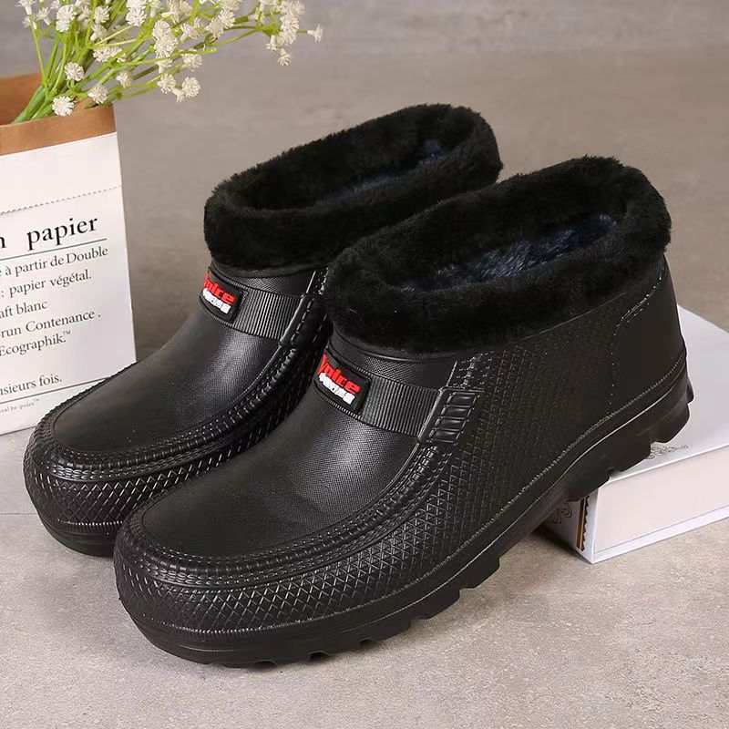 Velvet men's and women's snow boots warm rain boots laundry car wash kitchen sanitary waterproof rain boots kitchen work shoes wholesale