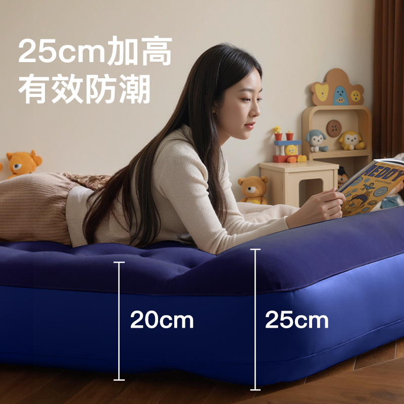 Cross-Border Outdoor Wholesale Inflatable Mattress Portable Thickened Camping Double Air Mattress Tent Home Single Mattress