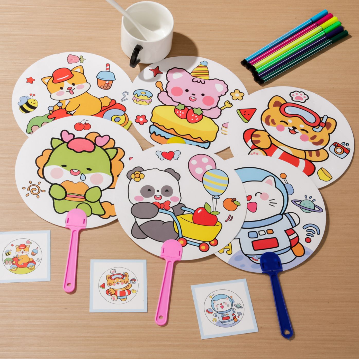 DIY graffiti fan painted fan kindergarten art graffiti handmade diy material blank painting hand painted fan