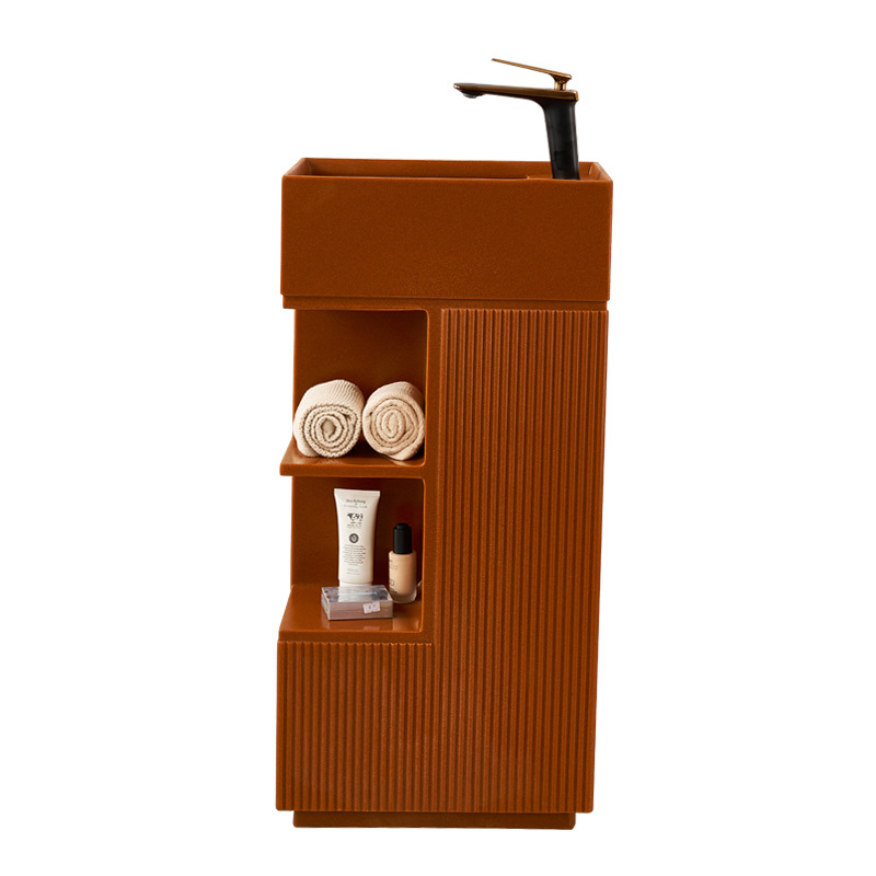 Small Space Bathroom Artificial Stone Washbasin Household Column Washbasin Bathroom Cabinet Padestal Basin
