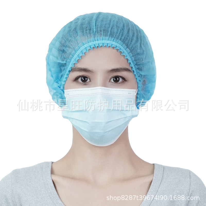 Disposable Hat Hood Non-Woven Hat Strip Hat Food Factory Workshop Catering Anti-Hair Loss Enlarged and Thickeneded Mesh Hat