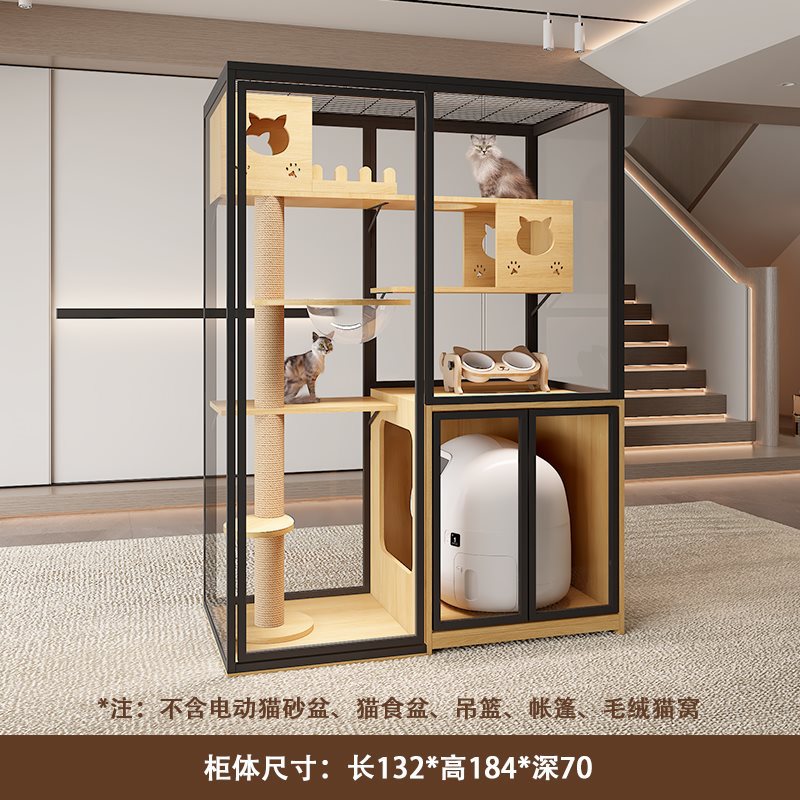 Панорамная кошачья вилла, клетка для кошек, свободное трехэтажное жилье, большая комната для кошек из массива дерева