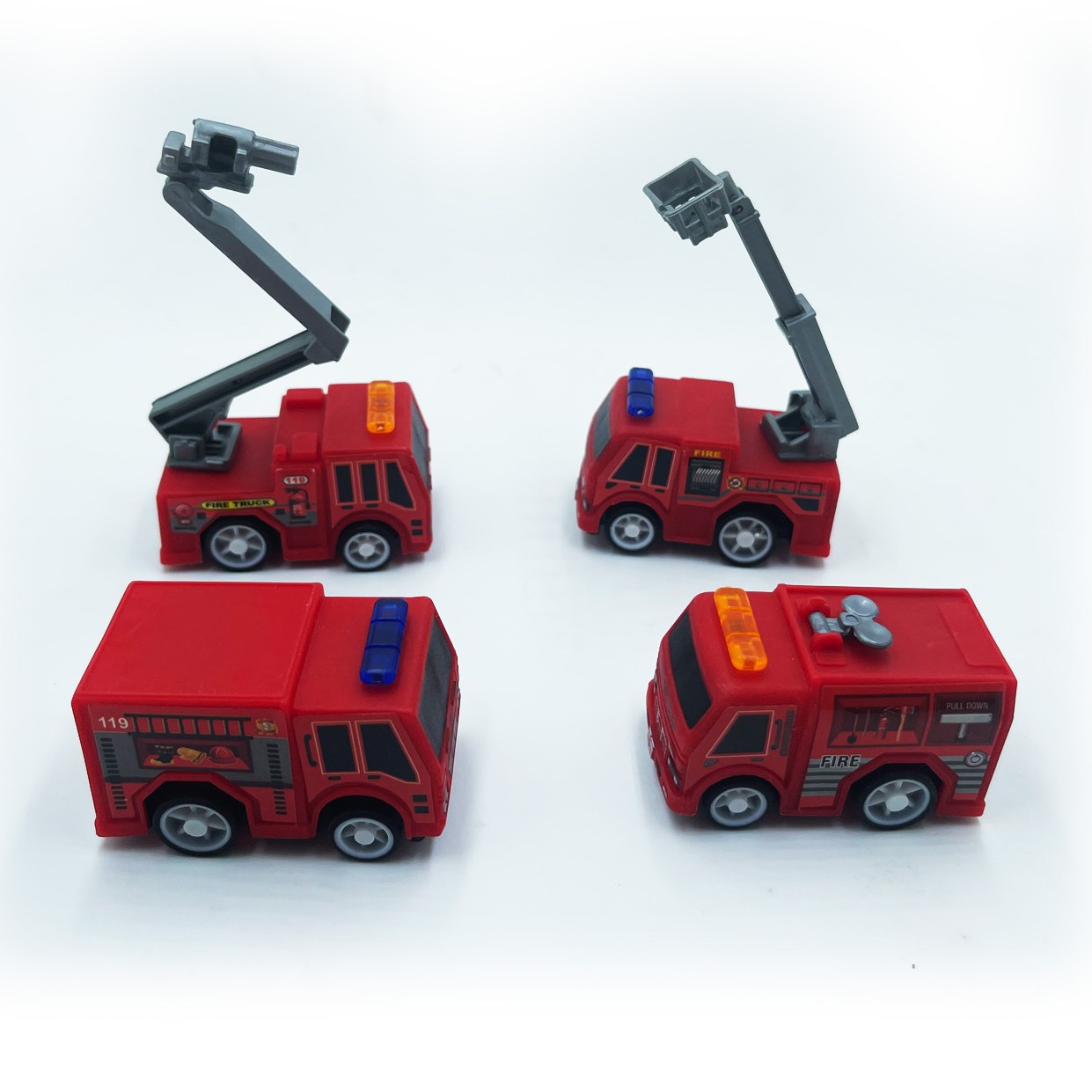 Pull-Back Car Factory Direct Sales Cross-Border Popular Fire Truck Model in Stock Quality 5.5cm Pull-Back Fire Truck