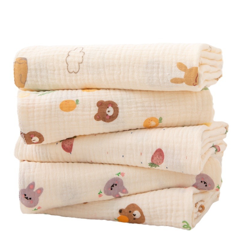 Newborn Bag Single Pure Cotton Double-Layer Wrinkle Swaddling Towel Summer Thin Sunshade Blanket Newborn Baby Soft Wrong Towel