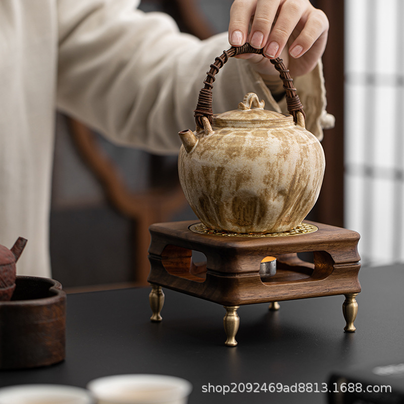 Walnut Tea Warmer Candle Holder Tea Brewing Device Milk Tea Warmer Incense Burner Tea Room Heating Base Wine Warmer Coffee Heater