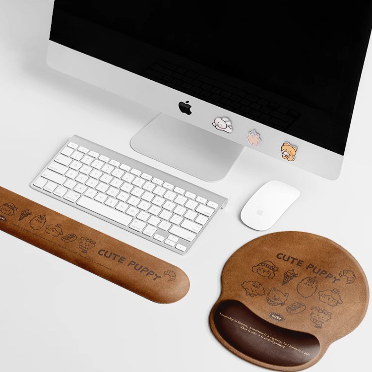 Мультяшный милый щенок коврик для мыши с поддержкой запястья для девочек интегрированный коврик для клавиатуры компьютерный коврик
