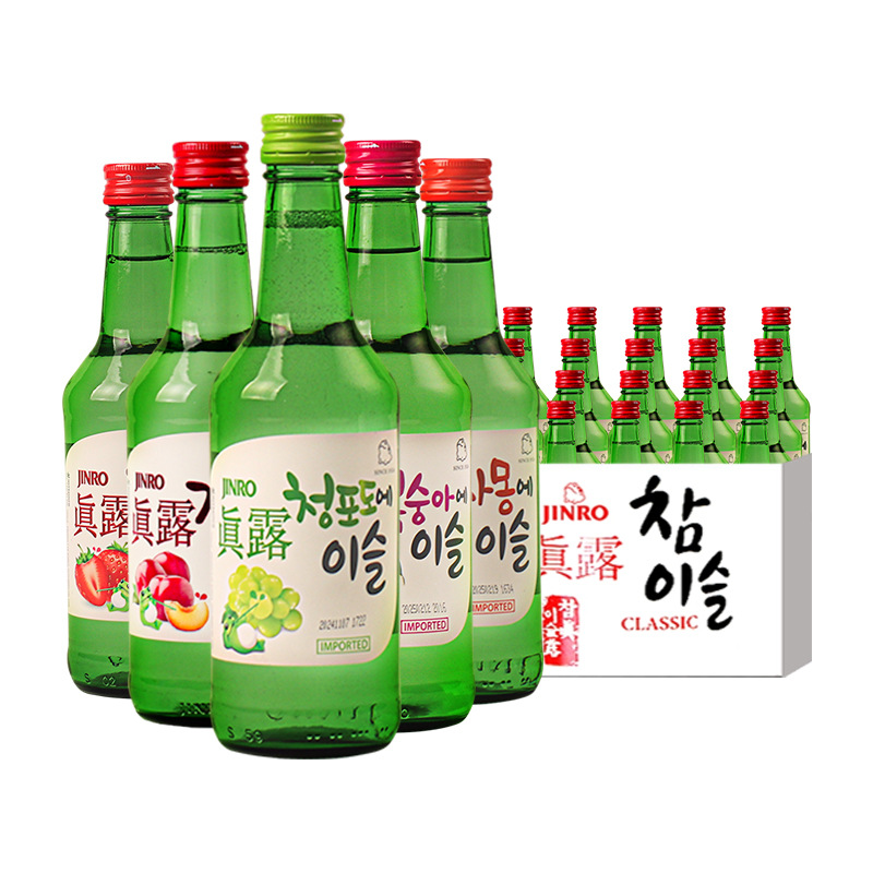 South Korea's Original Imported Jinro Green Grape Grapefruit Flavored Soju 13 Degrees 360ml*20 Bottles Full Box