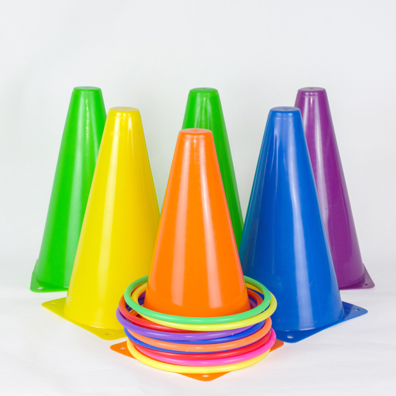 Яркое пластиковое ведро с логотипом, оптовая продажа, оборудование для уличных спортивных тренировок, пластиковое кольцо для бросков, ведро для препятствий по футболу