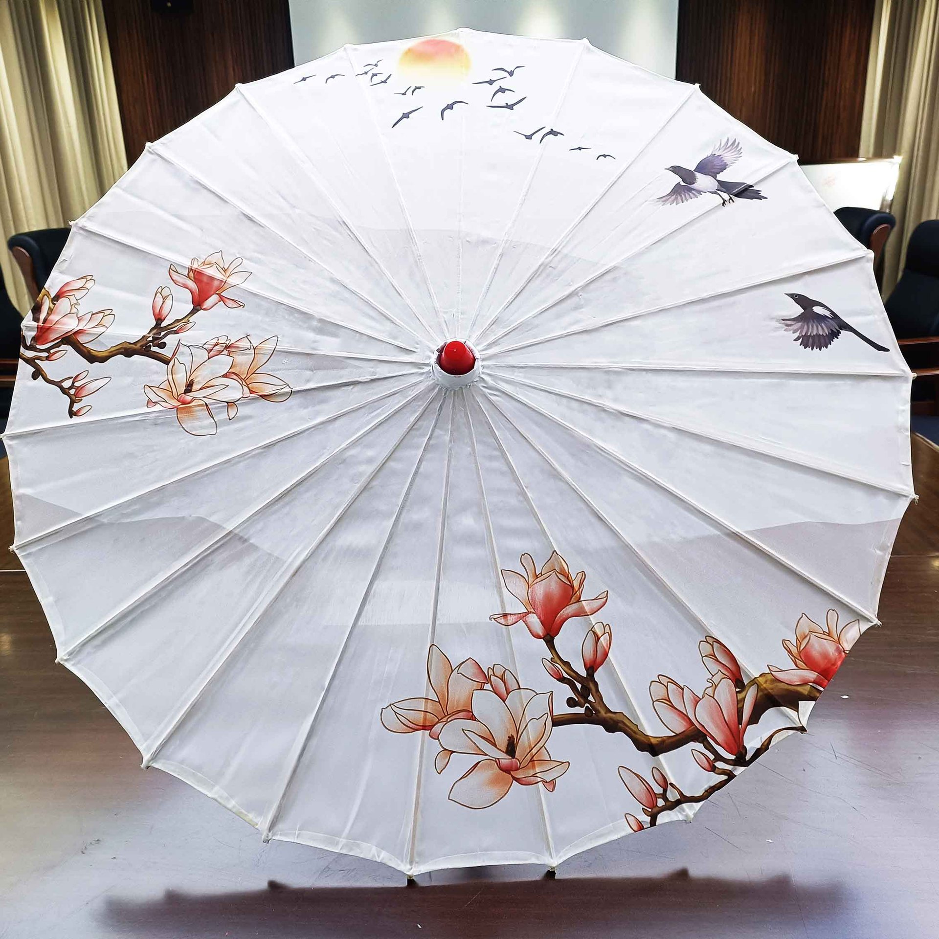 Large Classical Chinese Style Printed Silk Umbrella Craft Oil Paper Umbrella Chinese Style Ceiling Decorative Umbrella Dance Umbrella Manufacturers