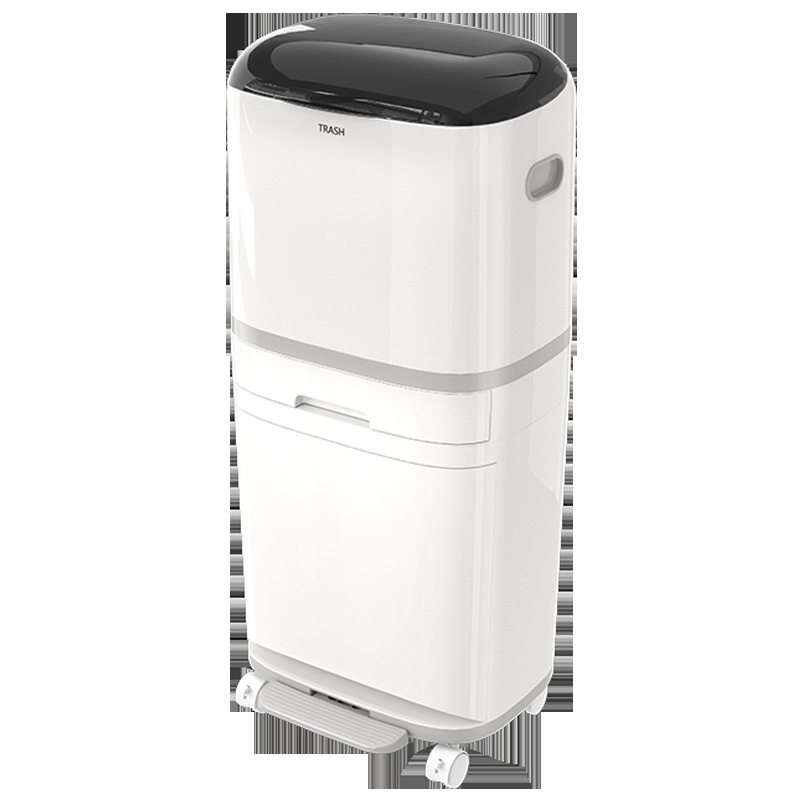 New kitchen double-layer classification trash can Press plastic removable trash can with lid household plastic bucket