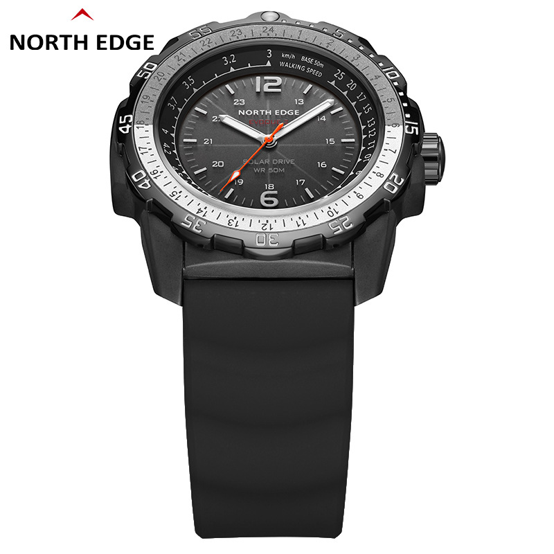 Outdoor sports waterproof solar rechargeable watch luminous energy long endurance swimming men's watch can measure speed
