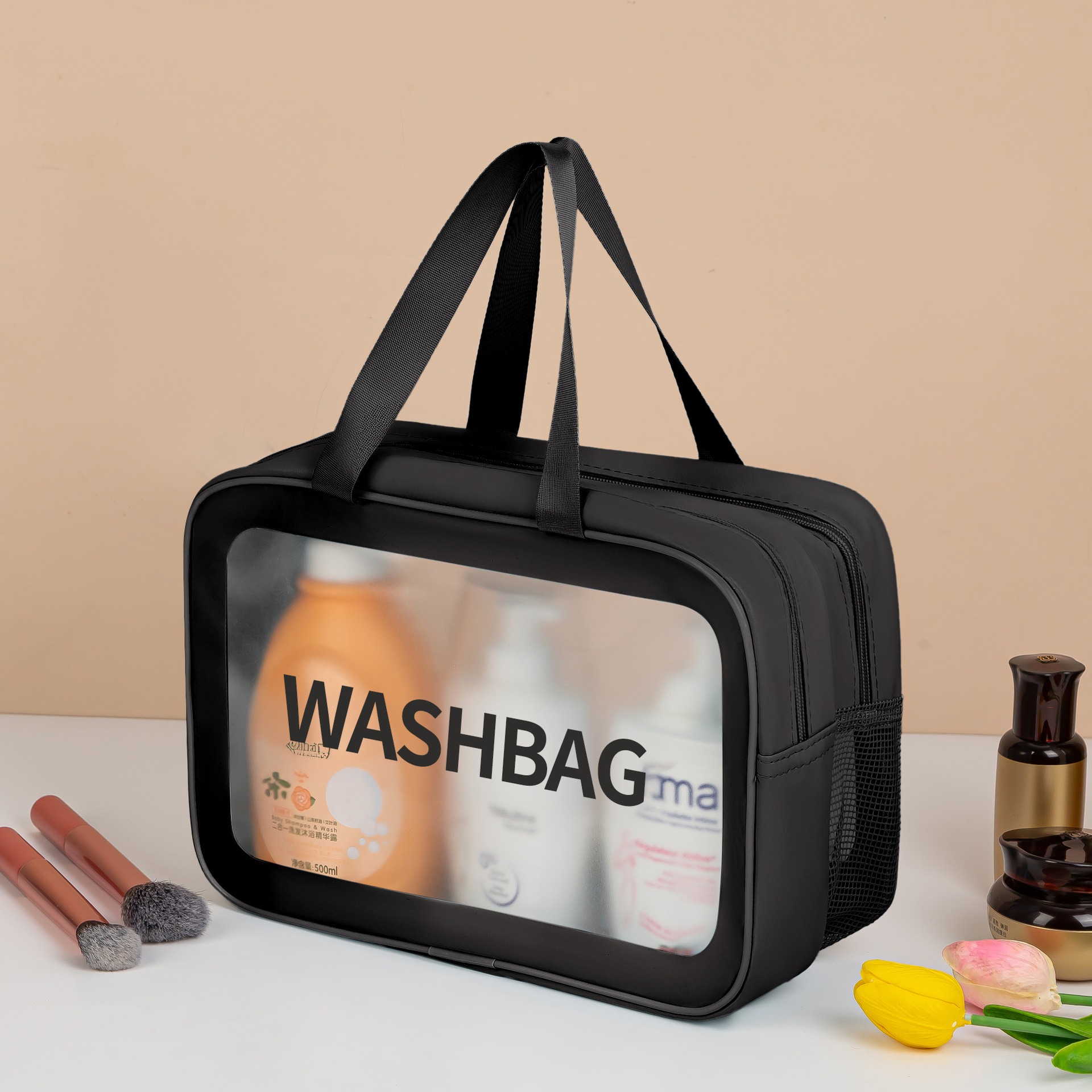 Прозрачная портативная косметичка, женская, большого объема, водонепроницаемая, для хранения косметики