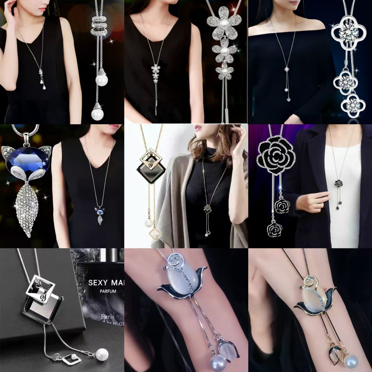 Оптовая продажа нового длинного свитера с цепочкой, аксессуары для магазина одежды, подвеска, высококачественное ожерелье