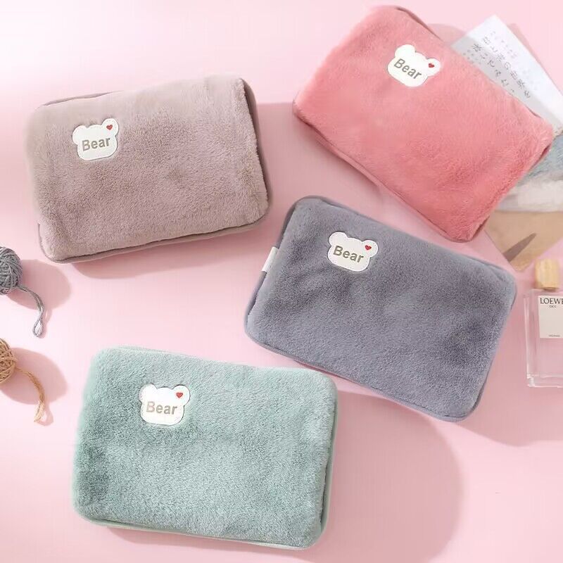 Rechargeable electric hot water bag double hand warm water bag bear head cartoon cute warm baby factory wholesale in stock supply