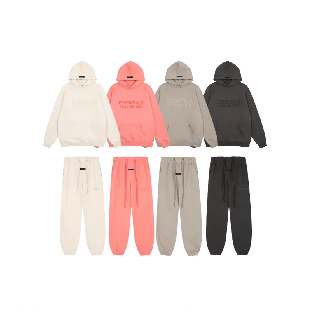 FOG двойная линия ESSENTIALS двойной ряд флокированных букв, флисовый худи, повседневный костюм для мужчин и женщин