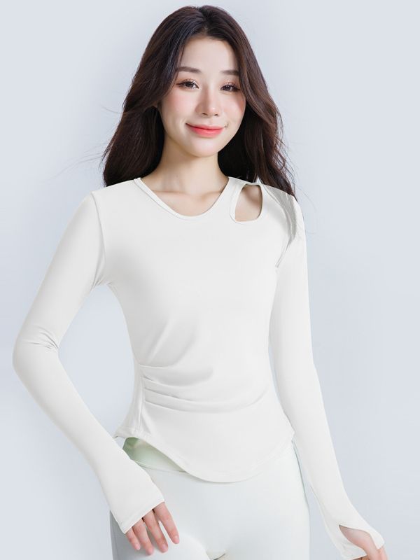 Yoga clothes long-sleeved women's autumn top with chest pad Pilates training fitness top slimming running sports T-shirt