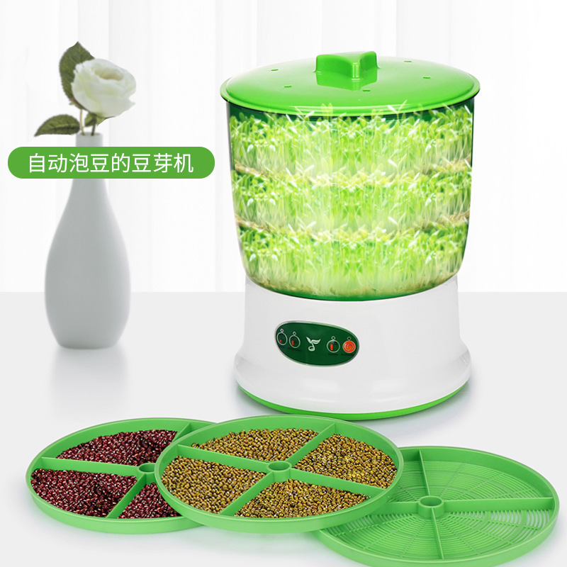 Foreign Trade Bean Sprout Machine for Home Use, Fully Automatic, Large Capacity Bean Sprout Growing Seed Bucket, Seedling Tray, Mung Bean Sprout Jar, European Standard