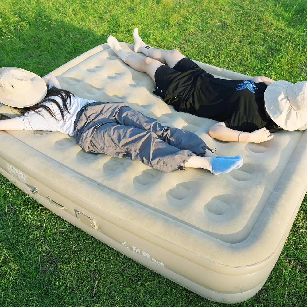 New thickened flocking inflatable bed one-click automatic filling and pumping household double outdoor portable air cushion bed lazy mattress