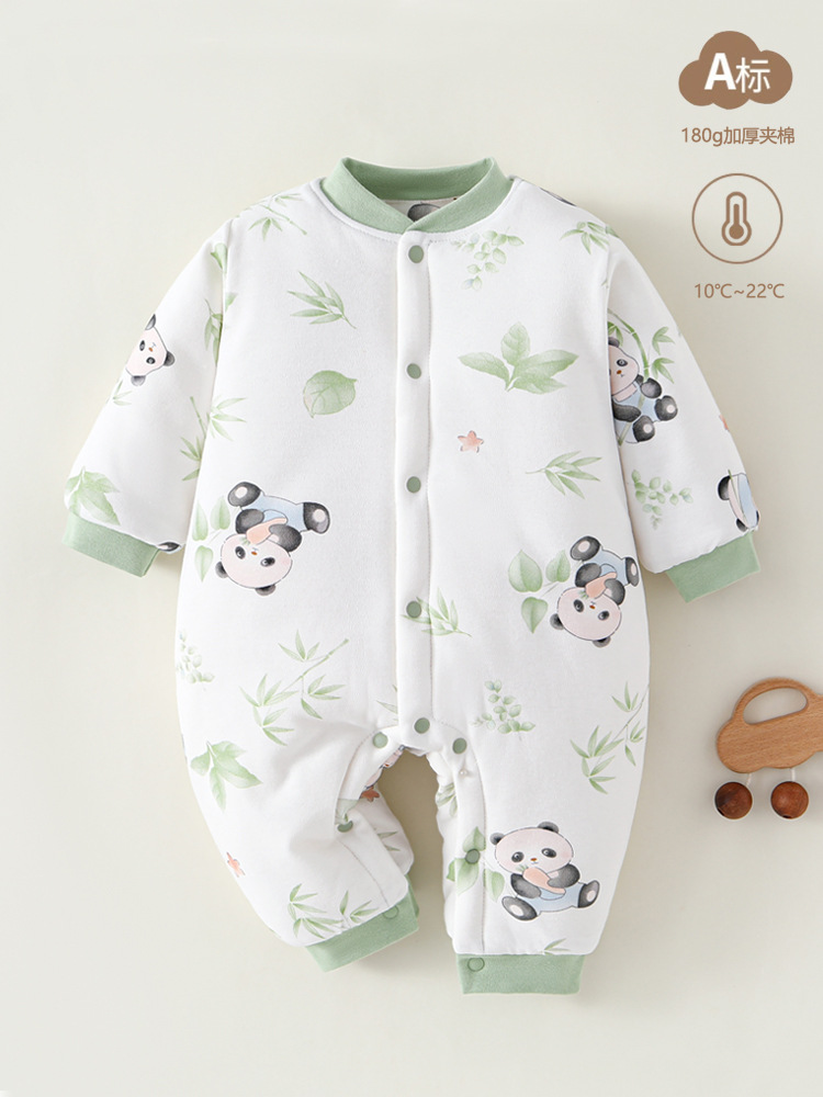 Winter baby jumpsuit cotton-padded three-layer warm thickened newborn clothes Class A pure cotton baby's kayak climbing clothes