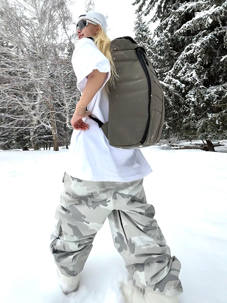 Women's Ski Pants Single Board Double Board Men's Waterproof Windproof Loose Fleece Warm Ski Suit Pants Two-Piece Set