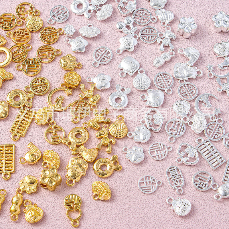 New alloy through-hole dream catcher accessories handmade diy bracelet bracelet necklace tassel pendant small leaves