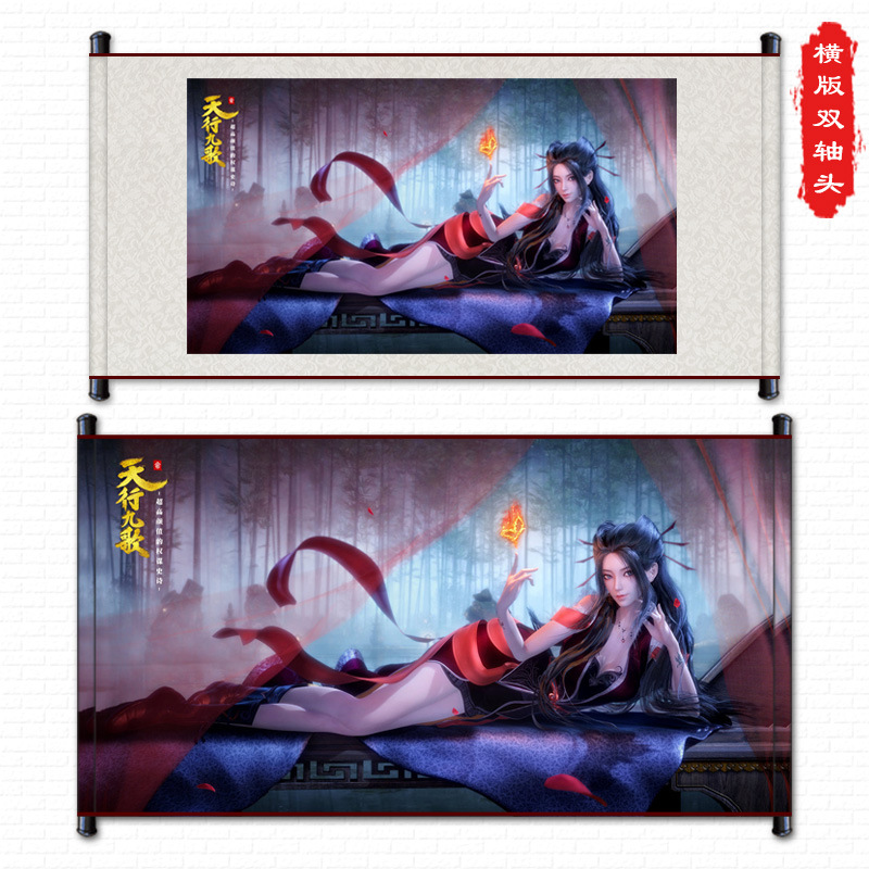 Picture ancient style scroll hanging painting Prince Yue God picture heaven official blessing Yue God picture anime calligraphy decorative painting graduation decoration