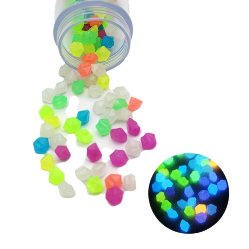 300/bag diamond stone luminous ice gravel home garden fish tank landscaping 1cm fluorescent artificial small luminous stone