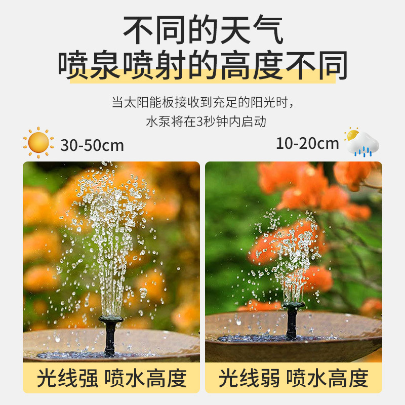 Solar Fountain Outdoor Pool Floating Colorful Lights Courtyard Bird Tub Decoration Pump Garden Garden Waterscape Fountain