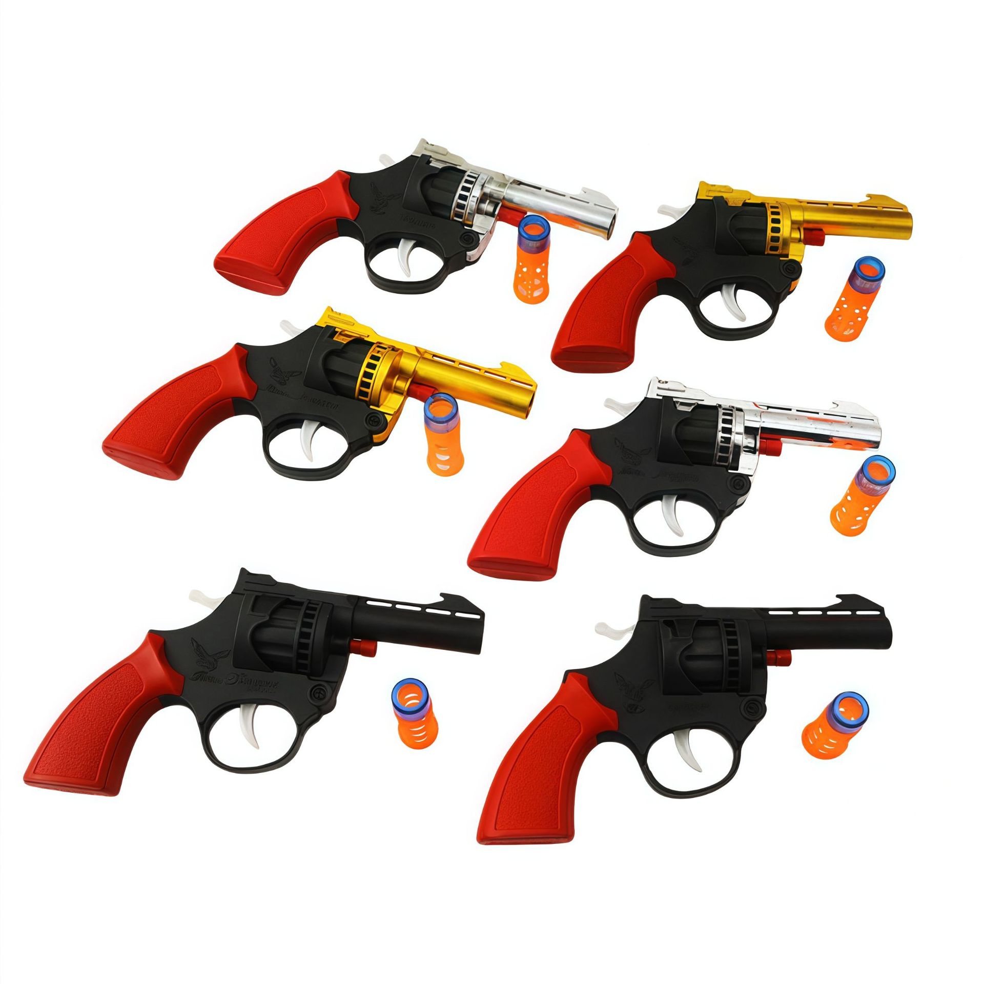 Electroplated Gold and Silver Grenade Gun, Paper Gun, Revolver Model 80, Nostalgic Childhood Toy Artillery Gun