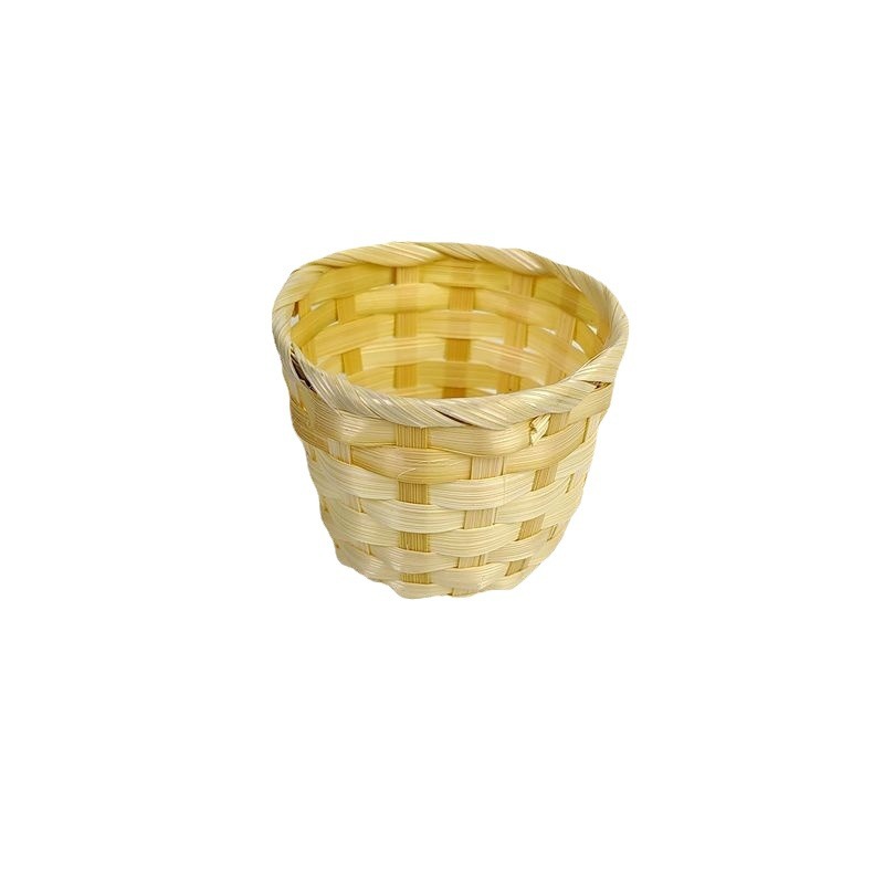 Portable Bamboo Basket Small Bamboo Basket Home Ornaments Loading Rice Stickers Snacks Candy Bamboo Basket Rattan Mini Bamboo Basket