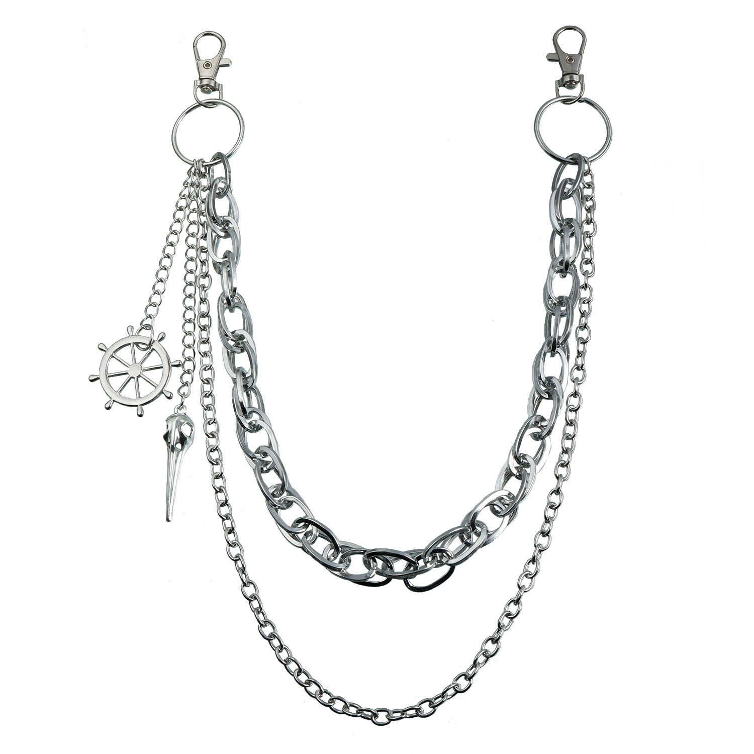 European and American Cross-border Jewelry Halloween Dark Style Pointed Bird Head Pendant Pant Chain Hip-hop Trendy Metal Multi-layer Waist Chain