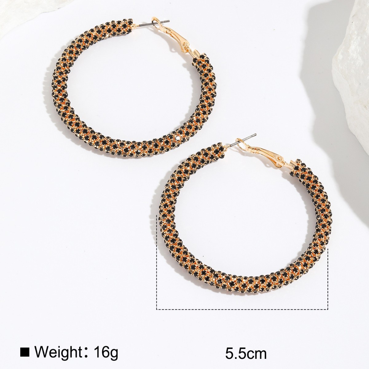 5.0cm Starry Sky Diamond-Encrusted Welded Copper Claw Chain Welded C-Shaped Hoop Earring Earrings, Exquisite Chic Style