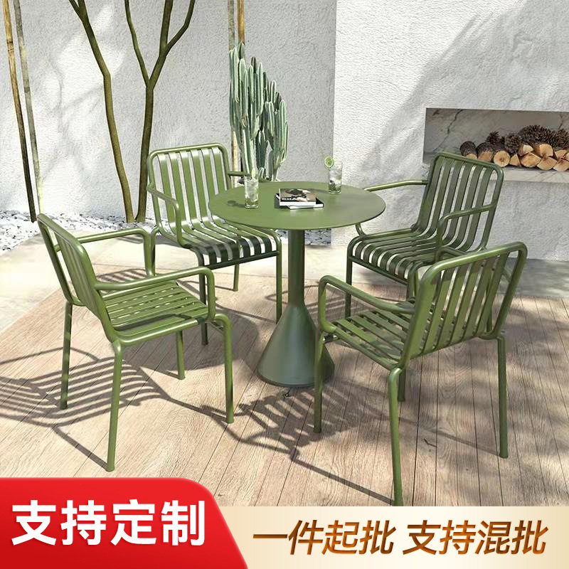 Железные уличные столы и стулья, современные простые обеденные столы и стулья, столы и стулья для кафе, уличные столы и стулья для отдыха
