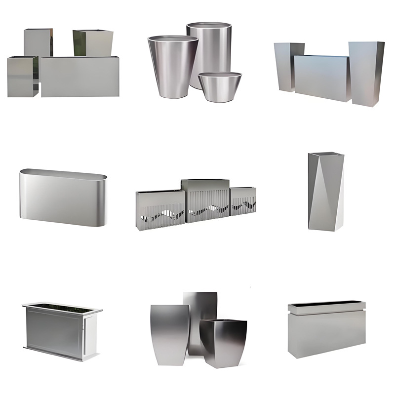 Stainless Steel Flower Box Outdoor Combination Flower Bed Outdoor Street Landscape Flower Stand Municipal Community Square Flower Pot Planting Box