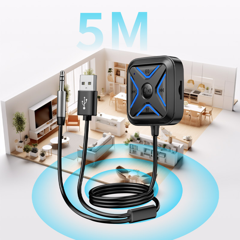 Car 5.3 Bluetooth Receiver New Wireless Car Mobile Phone Tablet Audio Lossless Sound Quality Tf Card Adapter