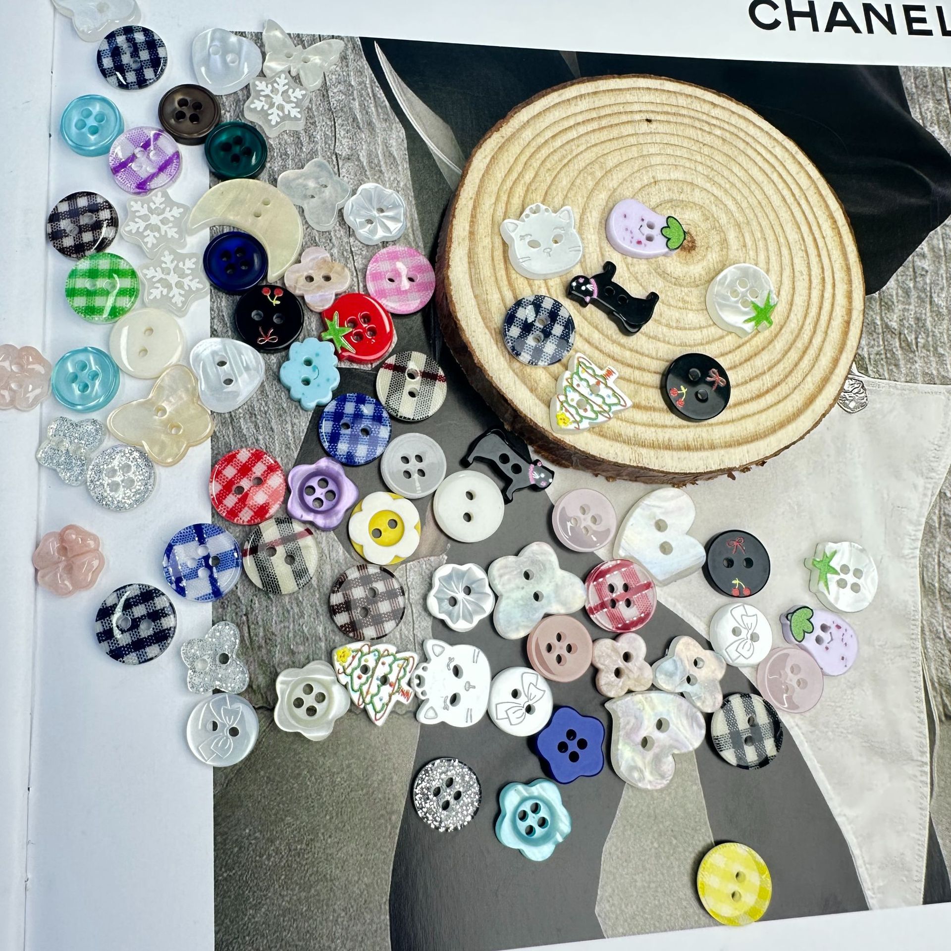 Корейская кремовая кнопочная слепая коробка смешанного стиля для рукоделия, аксессуары для детской одежды, бусины, кнопки