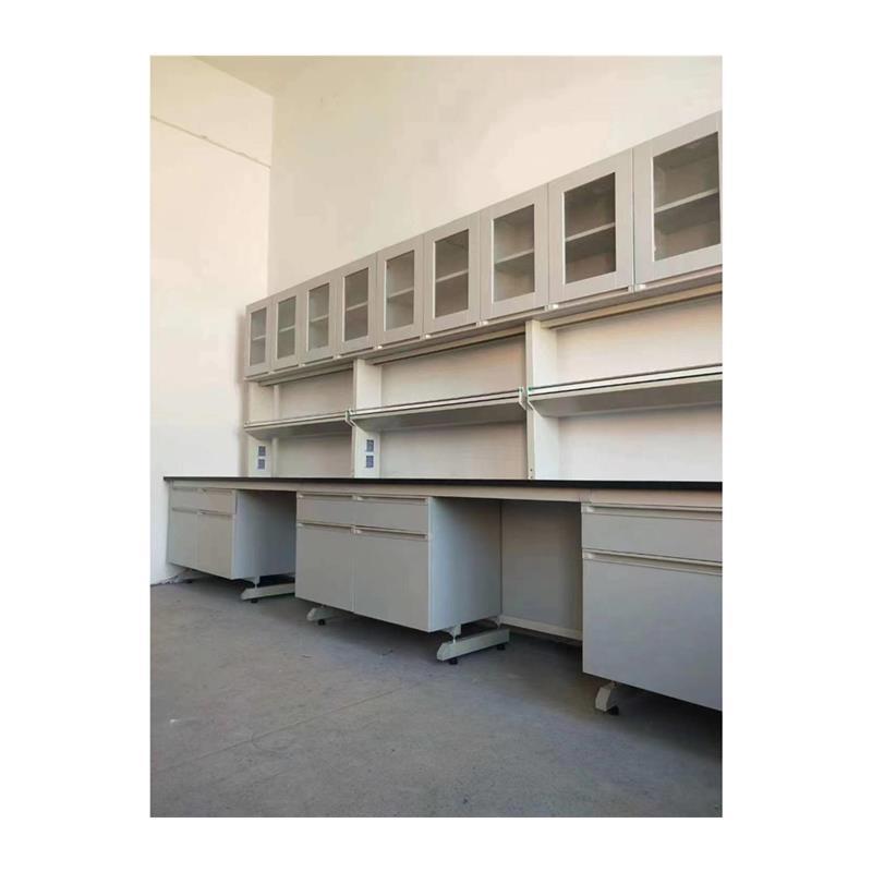 All-Steel Central Test Bench with Wall Cabinet Chemical Experiment Bench Room Table Workbench Steel Wood Side Table Vertical Cabinet Operating Table