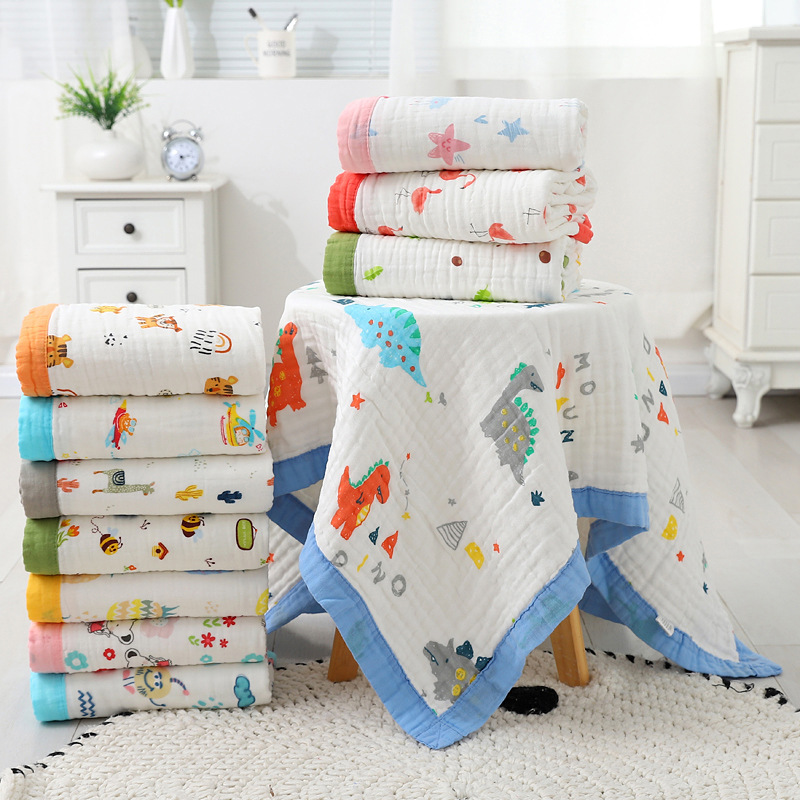 Children's bath towel cover blanket children's quilt six-layer cotton gauze baby products gauze kindergarten baby cartoon bath towel