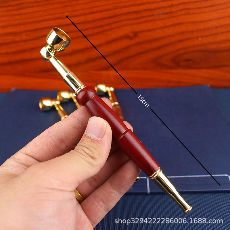 Brass Pipe Short Cigarette Flap Portable Old-fashioned Copper Cigarette Rod with Filter Core Dry Cigarette Dual-purpose Multifunctional Brass Pipe