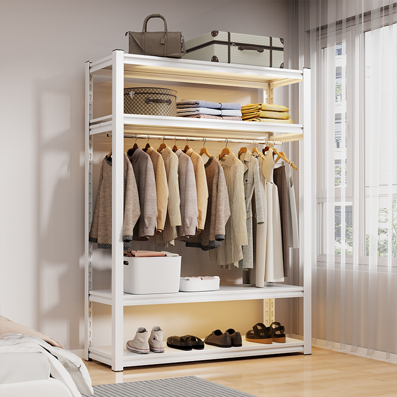 Simple Wardrobe Multi-Layer Rental Wrought Iron Bedroom Home Assembly Rack Floor-Standing Clothes Hanger Storage Shelf