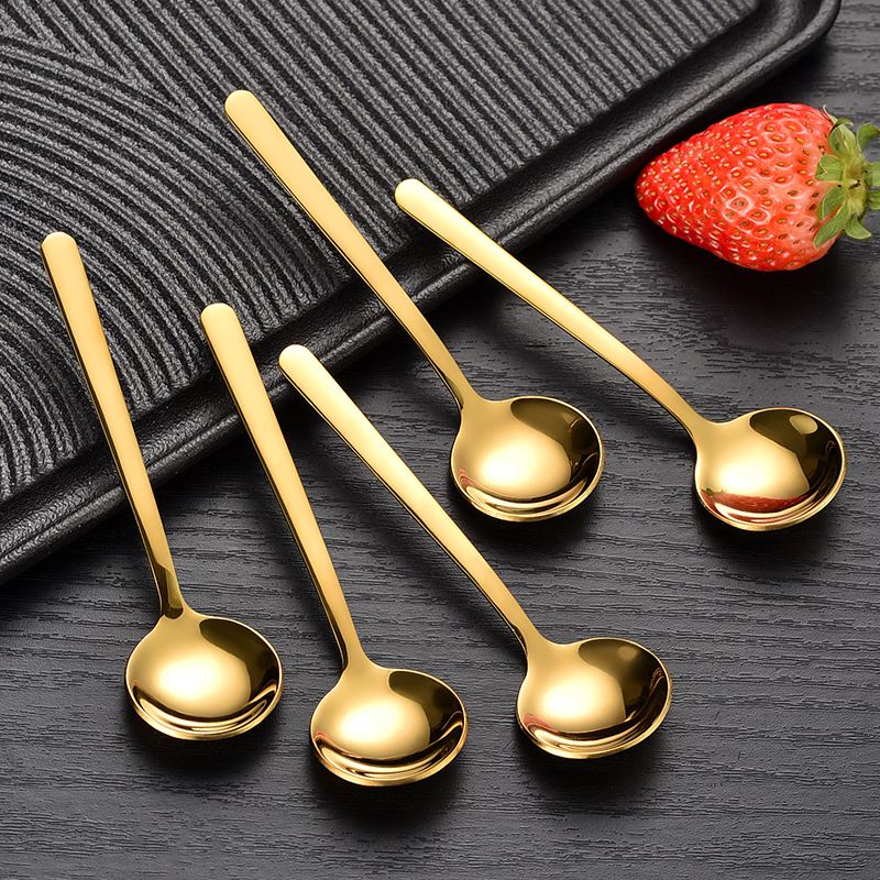 304 Stainless Steel 10cm Small Round Spoon Seasoning Jar Seasoning Spoon Coffee Spoon Honey Dessert Spoon