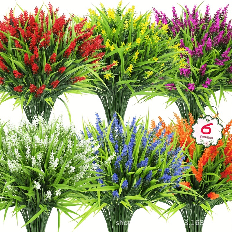 Искусственные зеленые растения для улицы, букет лаванды для домашнего декора, искусственная весенняя трава, цветы лаванды, монгольская трава