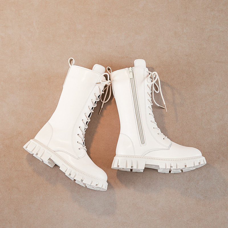 Children's Boots Girls Spring & Fall 2025 New High Boots Korean Style British Style Boots Princess Leather Boots Little Girls