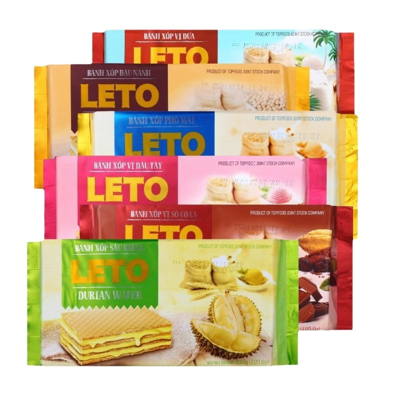 Vietnam Imported Leto Brand Soy Milk Flavored Wafer Biscuits Convenience Store Snacks New Year Wholesale 200Gtj