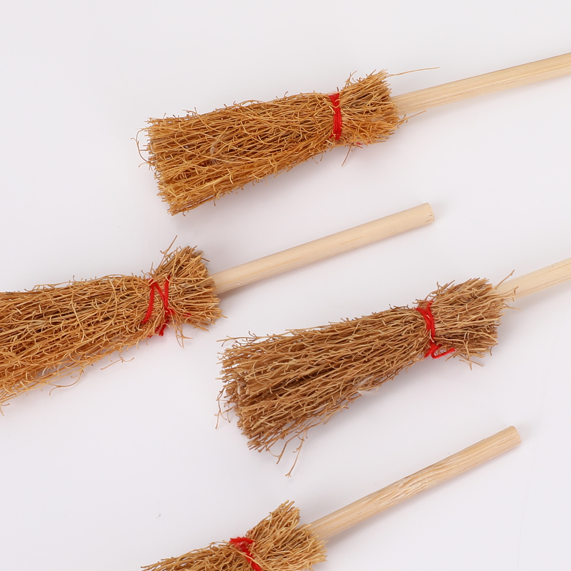 Halloween Cross-Border New Micro House Fun and Creative Natural Reed Broom Decoration Mini Broom