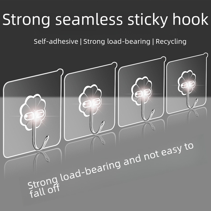 Hook toilet non-perforated transparent hook seamless transparent hook thickened clothes hook strong hook wholesale