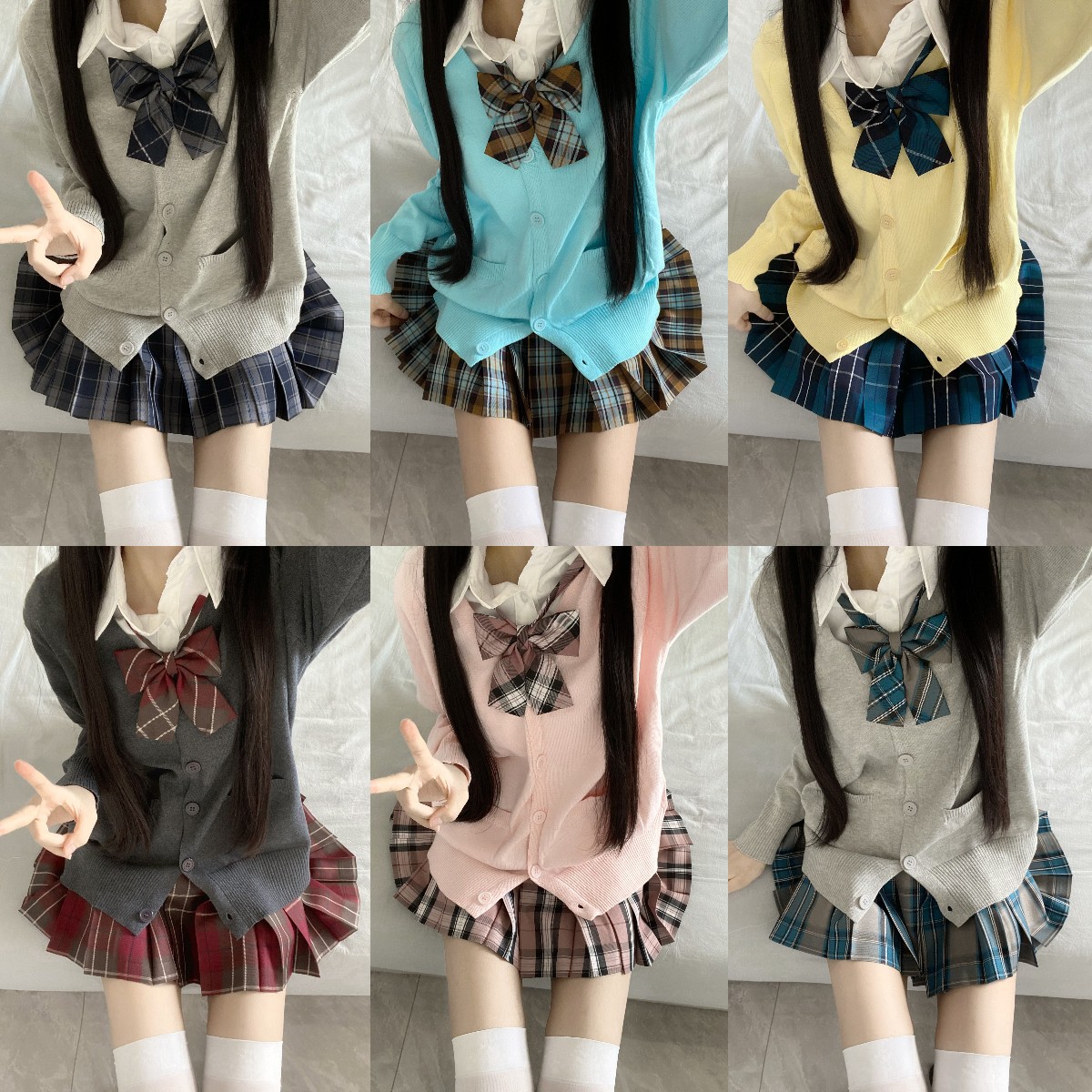 Оригинальная JK униформа, осенне-зимний костюм, плиссированная юбка, свитер, кардиган