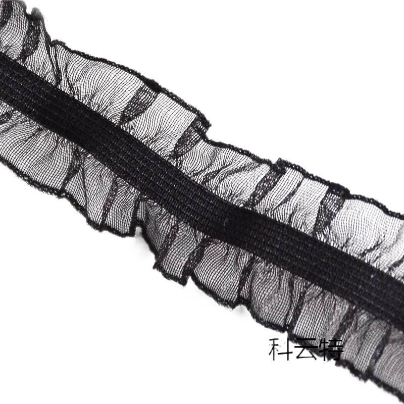 2.5cm White/Black Knitted Elastic Double-Sided Fungus Elastic Headband Headband Decorative Lace Manufacturer Supply