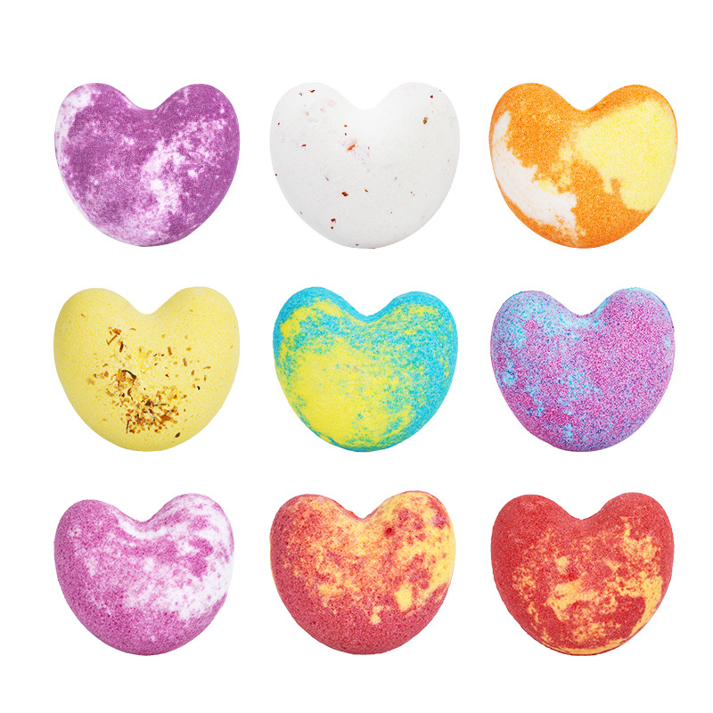 40g Plant Essence Explosive Salt Heart Bath Salt Ball Long-Lasting Fragrance Essential Oil Spa Bath Ball Bath Ball Wholesale